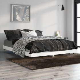 White engineered wood bed frame 135x190 cm by vidaXL, Beds and slatted bases - Ref: Foro24-832181, Price: 130,06 €, Discount: %