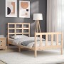 Bed frame with solid wood headboard 90x190 cm by vidaXL, Beds and slatted bases - Ref: Foro24-3192066, Price: 92,21 €, Discou...