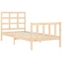 Bed frame with solid wood headboard 90x190 cm by vidaXL, Beds and slatted bases - Ref: Foro24-3192066, Price: 92,21 €, Discou...