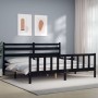 Bed frame with black solid wood headboard 200x200 cm by vidaXL, Beds and slatted bases - Ref: Foro24-3192060, Price: 196,71 €...