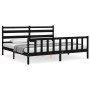 Bed frame with black solid wood headboard 200x200 cm by vidaXL, Beds and slatted bases - Ref: Foro24-3192060, Price: 196,71 €...