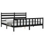 Bed frame with black solid wood headboard 200x200 cm by vidaXL, Beds and slatted bases - Ref: Foro24-3192060, Price: 196,71 €...