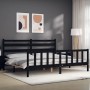 Bed frame with black solid wood headboard 200x200 cm by vidaXL, Beds and slatted bases - Ref: Foro24-3192060, Price: 196,71 €...