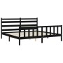 Bed frame with black solid wood headboard 200x200 cm by vidaXL, Beds and slatted bases - Ref: Foro24-3192060, Price: 196,71 €...