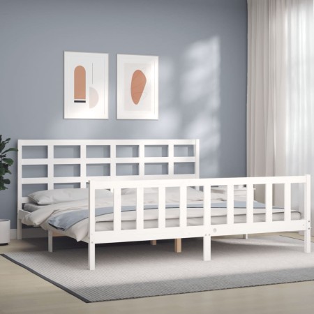 Estructura de cama con cabecero madera maciza blanco 200x200 cm de vidaXL, Camas y somieres - Ref: Foro24-3192122, Precio: 14...