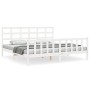 White solid wood bed frame with headboard 200x200 cm by vidaXL, Beds and slatted bases - Ref: Foro24-3192122, Price: 148,87 €...