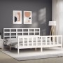 White solid wood bed frame with headboard 200x200 cm by vidaXL, Beds and slatted bases - Ref: Foro24-3192122, Price: 148,87 €...