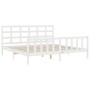 White solid wood bed frame with headboard 200x200 cm by vidaXL, Beds and slatted bases - Ref: Foro24-3192122, Price: 148,87 €...