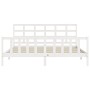 White solid wood bed frame with headboard 200x200 cm by vidaXL, Beds and slatted bases - Ref: Foro24-3192122, Price: 148,87 €...