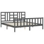 Gray solid wood bed frame with headboard 180x200 cm by vidaXL, Beds and slatted bases - Ref: Foro24-3191988, Price: 174,99 €,...