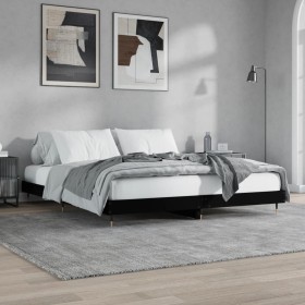 Black engineered wood bed frame 200x200 cm by vidaXL, Beds and slatted bases - Ref: Foro24-832110, Price: 147,99 €, Discount: %