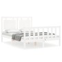 Double bed frame with white solid wood headboard by vidaXL, Beds and slatted bases - Ref: Foro24-3192137, Price: 144,96 €, Di...