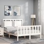 Double bed frame with white solid wood headboard by vidaXL, Beds and slatted bases - Ref: Foro24-3192137, Price: 144,96 €, Di...