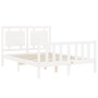 Double bed frame with white solid wood headboard by vidaXL, Beds and slatted bases - Ref: Foro24-3192137, Price: 144,96 €, Di...