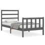 Gray solid wood bed frame with headboard 90x190 cm by vidaXL, Beds and slatted bases - Ref: Foro24-3191873, Price: 95,95 €, D...