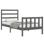 Gray solid wood bed frame with headboard 90x190 cm by vidaXL, Beds and slatted bases - Ref: Foro24-3191873, Price: 95,95 €, D...