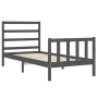 Gray solid wood bed frame with headboard 90x190 cm by vidaXL, Beds and slatted bases - Ref: Foro24-3191873, Price: 95,95 €, D...