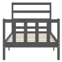 Gray solid wood bed frame with headboard 90x190 cm by vidaXL, Beds and slatted bases - Ref: Foro24-3191873, Price: 95,95 €, D...