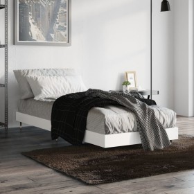 White engineered wood bed frame 75x190 cm by vidaXL, Beds and slatted bases - Ref: Foro24-832205, Price: 86,99 €, Discount: %