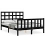 Bed frame with black solid wood headboard 120x200 cm by vidaXL, Beds and slatted bases - Ref: Foro24-3192100, Price: 169,46 €...