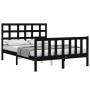 Bed frame with black solid wood headboard 120x200 cm by vidaXL, Beds and slatted bases - Ref: Foro24-3192100, Price: 169,46 €...