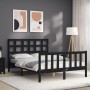 Bed frame with black solid wood headboard 120x200 cm by vidaXL, Beds and slatted bases - Ref: Foro24-3192100, Price: 169,46 €...