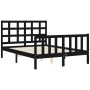 Bed frame with black solid wood headboard 120x200 cm by vidaXL, Beds and slatted bases - Ref: Foro24-3192100, Price: 169,46 €...