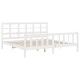 White solid wood bed frame with headboard 180x200 cm by vidaXL, Beds and slatted bases - Ref: Foro24-3192117, Price: 155,01 €...