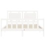 Estructura de cama matrimonio con cabecero madera maciza blanco de vidaXL, Camas y somieres - Ref: Foro24-3192172, Precio: 17...