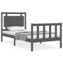 Gray solid wood bed frame with headboard 100x200 cm by vidaXL, Beds and slatted bases - Ref: Foro24-3192158, Price: 127,99 €,...