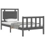 Gray solid wood bed frame with headboard 100x200 cm by vidaXL, Beds and slatted bases - Ref: Foro24-3192158, Price: 127,99 €,...