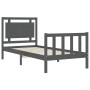 Estructura de cama con cabecero madera maciza gris 100x200 cm de vidaXL, Camas y somieres - Ref: Foro24-3192158, Precio: 127,...