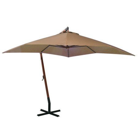 Hanging umbrella with solid fir wood pole in taupe grey 3x3m by vidaXL, Umbrellas - Ref: Foro24-313775, Price: 135,99 €, Disc...