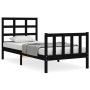 Bed frame with black solid wood headboard 90x200 cm by vidaXL, Beds and slatted bases - Ref: Foro24-3192090, Price: 144,45 €,...