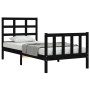 Bed frame with black solid wood headboard 90x200 cm by vidaXL, Beds and slatted bases - Ref: Foro24-3192090, Price: 144,45 €,...