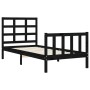 Bed frame with black solid wood headboard 90x200 cm by vidaXL, Beds and slatted bases - Ref: Foro24-3192090, Price: 144,45 €,...