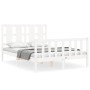 White solid wood bed frame with headboard 120x200 cm by vidaXL, Beds and slatted bases - Ref: Foro24-3192227, Price: 137,14 €...