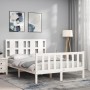 White solid wood bed frame with headboard 120x200 cm by vidaXL, Beds and slatted bases - Ref: Foro24-3192227, Price: 137,14 €...