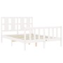 White solid wood bed frame with headboard 120x200 cm by vidaXL, Beds and slatted bases - Ref: Foro24-3192227, Price: 137,14 €...