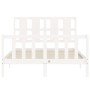 White solid wood bed frame with headboard 120x200 cm by vidaXL, Beds and slatted bases - Ref: Foro24-3192227, Price: 137,14 €...