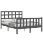 Gray solid wood bed frame with headboard 120x200 cm by vidaXL, Beds and slatted bases - Ref: Foro24-3192098, Price: 140,32 €,...