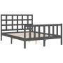 Gray solid wood bed frame with headboard 120x200 cm by vidaXL, Beds and slatted bases - Ref: Foro24-3192098, Price: 140,32 €,...