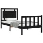 Estructura de cama individual con cabecero madera maciza negro de vidaXL, Camas y somieres - Ref: Foro24-3192130, Precio: 136...