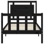 Estructura de cama individual con cabecero madera maciza negro de vidaXL, Camas y somieres - Ref: Foro24-3192130, Precio: 136...