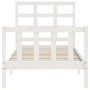 Estructura de cama con cabecero madera maciza blanco 90x200 cm de vidaXL, Camas y somieres - Ref: Foro24-3192087, Precio: 98,...