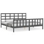 Gray solid wood bed frame with headboard 180x200 cm by vidaXL, Beds and slatted bases - Ref: Foro24-3192118, Price: 168,99 €,...