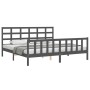 Gray solid wood bed frame with headboard 180x200 cm by vidaXL, Beds and slatted bases - Ref: Foro24-3192118, Price: 168,99 €,...