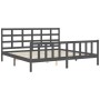 Gray solid wood bed frame with headboard 180x200 cm by vidaXL, Beds and slatted bases - Ref: Foro24-3192118, Price: 168,99 €,...