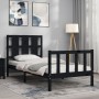 Bed frame with black solid wood headboard 90x200 cm by vidaXL, Beds and slatted bases - Ref: Foro24-3192220, Price: 145,90 €,...