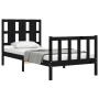 Bed frame with black solid wood headboard 90x200 cm by vidaXL, Beds and slatted bases - Ref: Foro24-3192220, Price: 145,90 €,...